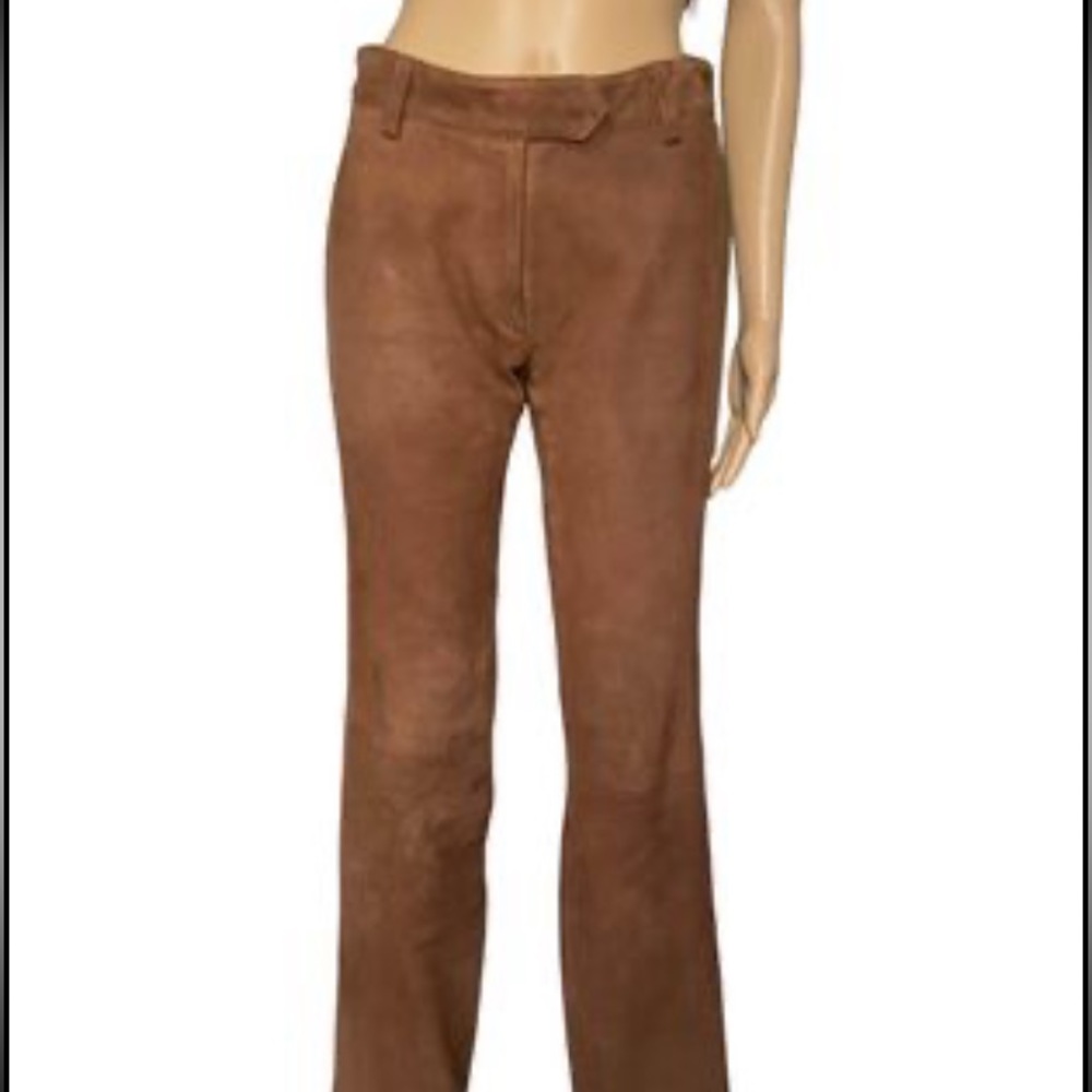 Vintage brown leather dolce, and gabana straight leg, slightly flared size 2